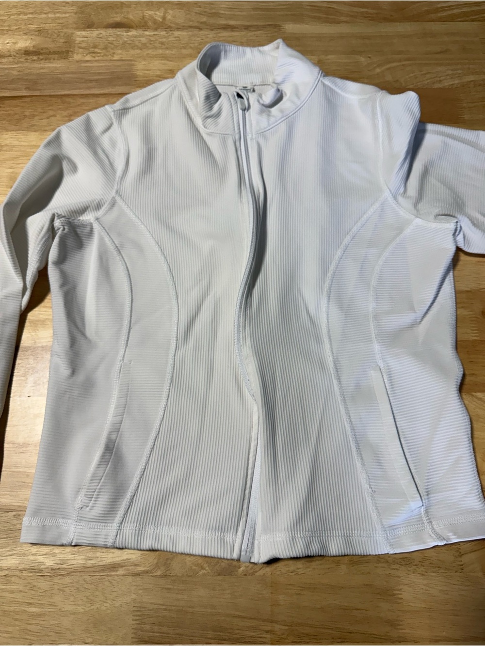 90 Degree by Reflex Women’s White Ribbed Zip Up Athletic Jacket